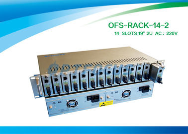 19 Inch Rack mount  Fiber Media Converter 2U 14 Slots Dual Power Supply with 4 Fans Stand Alone