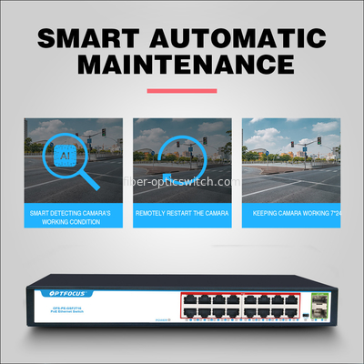 16 Port PoE Network Switch 16x10/100/1000mbps POE Port 2x1000mbps SFP UP Link Port
