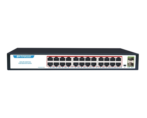 Sakelar Ethernet Jaringan Daya PoE 370W Daya Internal RJ-45 1000 Mbps